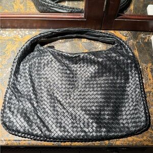 Bottega Veneta Intrecciato Leather Woven Hobo Bag Black Vintage
